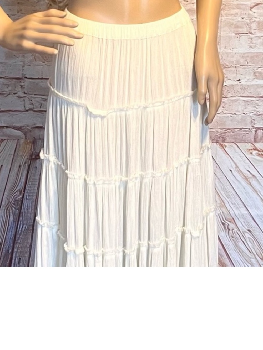 Denim & Supply Ralph Lauren Cream Tiered Maxi Skirt